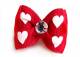Schleife *Herz* mit Strass rot-wei�