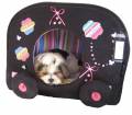 Hunde Wohnwagen, Campingwagen *Flower* schwarz mit rosa