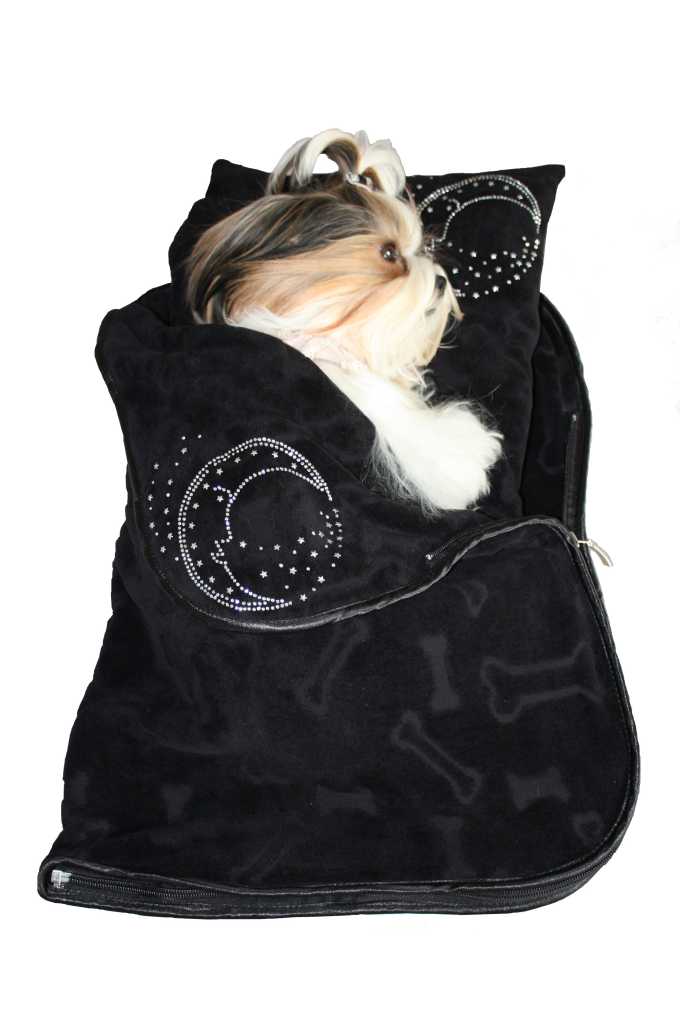 Hunde-Plaid + Kissen *Mond & Sterne* schwarz