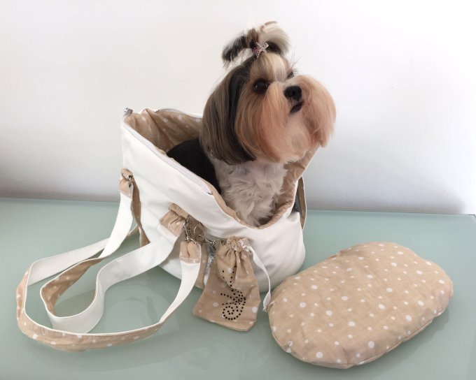 Hundetragetasche Kunstleder *Cloe* weiß-beige