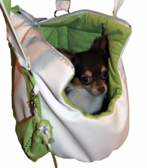Hundetragetasche Kunstleder*Cloe* weiß-grün